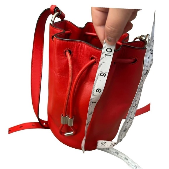 Alexander Wang Alpha Red Leather Bucket Bag Silver stud Designer Purse One Size - Picture 11 of 16